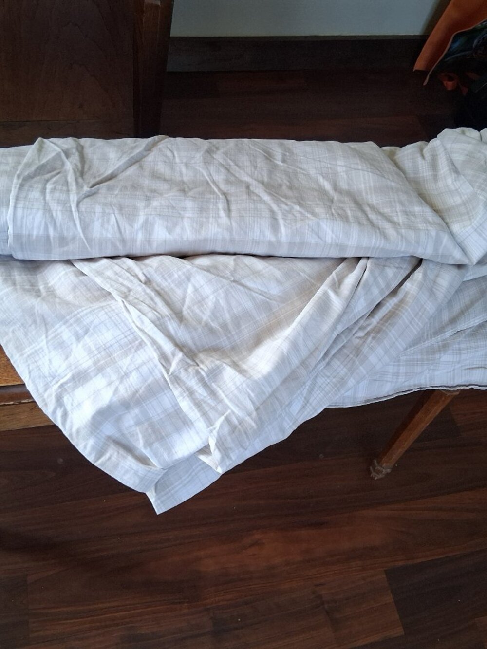 Calvin Klein KING Grey & White Plaid Combed Cotton Duvet Cover ONLY